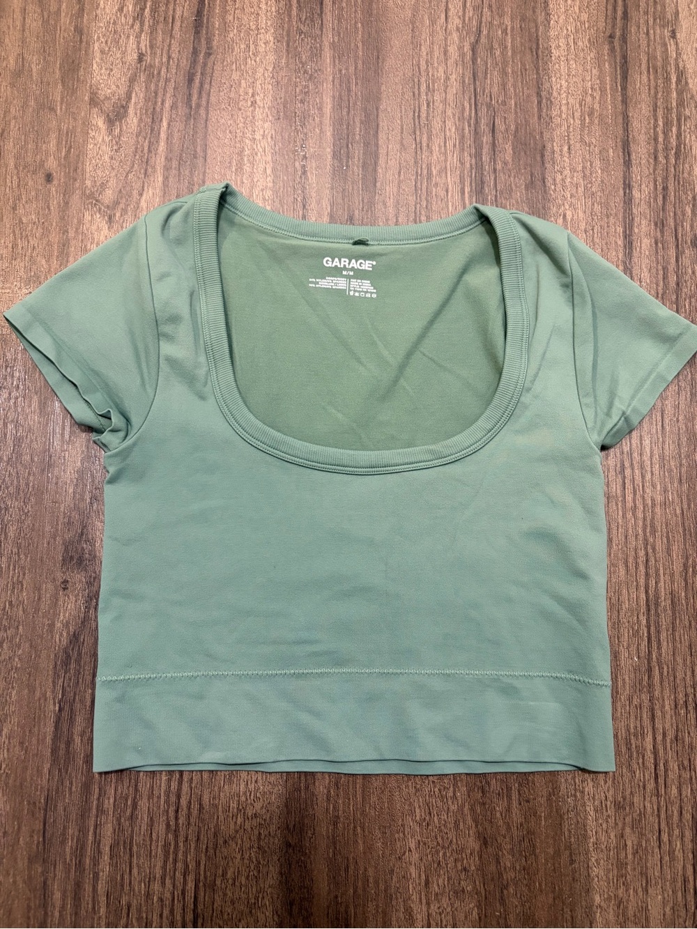 Garage Sage Green Scoop Neck Crop Tee
